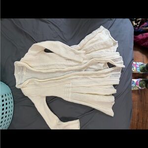 Beige cardigan super comfy should fit medium but it kind of shrunk